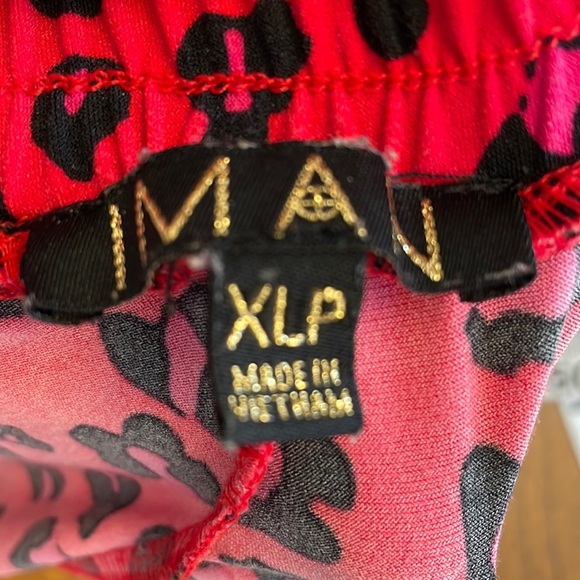 IMAN global Chic red black animal print palazzo wide leg pants pull on flowy XLP - Picture 6 of 9